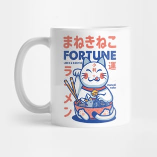 Maneki Neko fortune and noodle cat ramen Mug